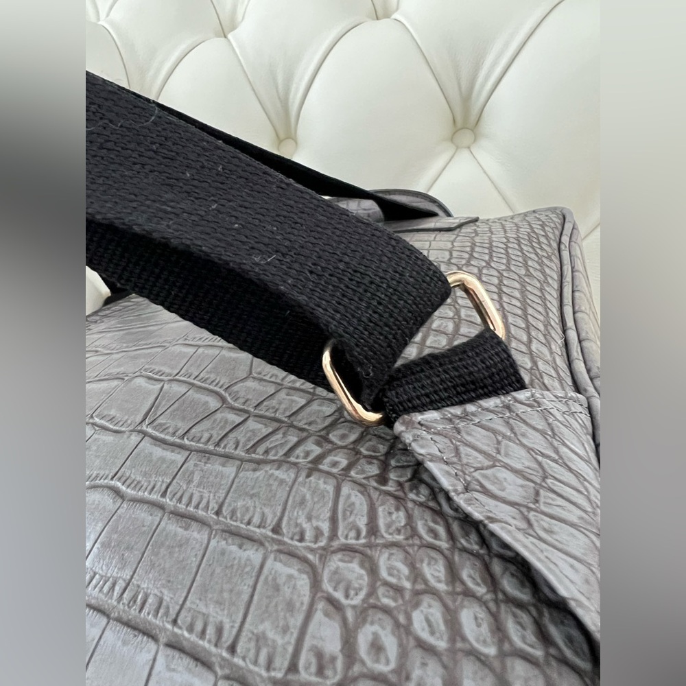 Gray Crocodile-Embossed Backpack - Picture 9 of 13